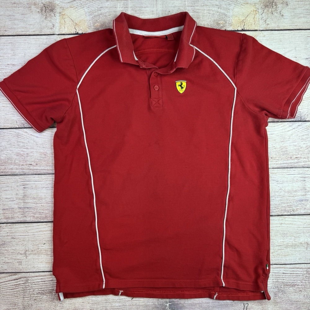 Ferrari Official Licensed Red Polo Shirt Men's L Scuderia Logo‎ Racing Gear